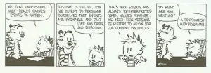 Calvin and Hobbes comic strip about revisionist history
